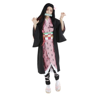 Kamado Nezuko Adult Kimono Suit Cosplay Costume Halloween Carnival Outfit