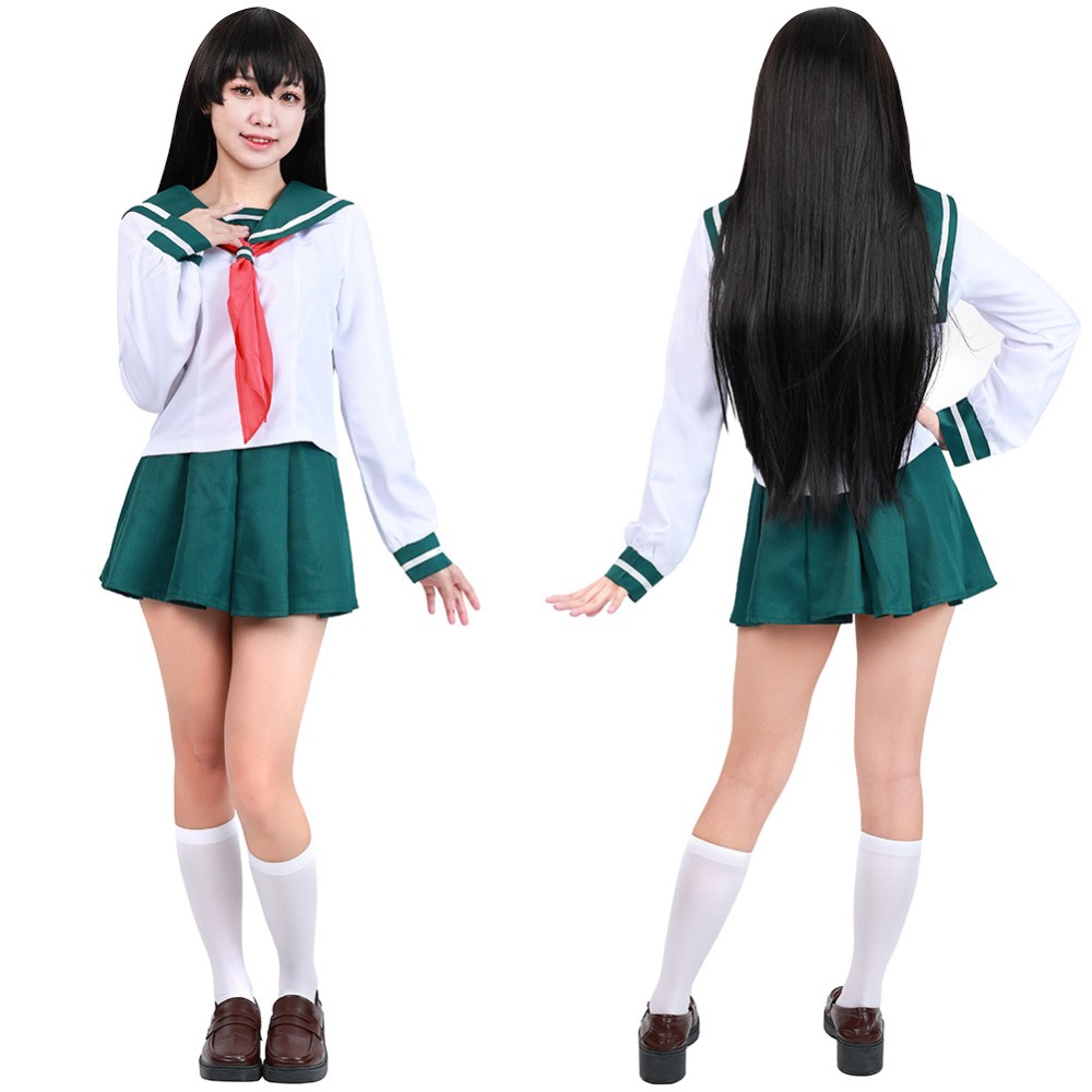Kagome Higurashi Women Girls Uniform Skirt Cosplay Costume Halloween Carnival Outfit