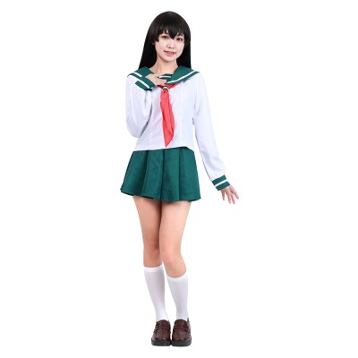 Kagome Higurashi Women Girls Uniform Skirt Cosplay Costume Halloween Carnival Outfit