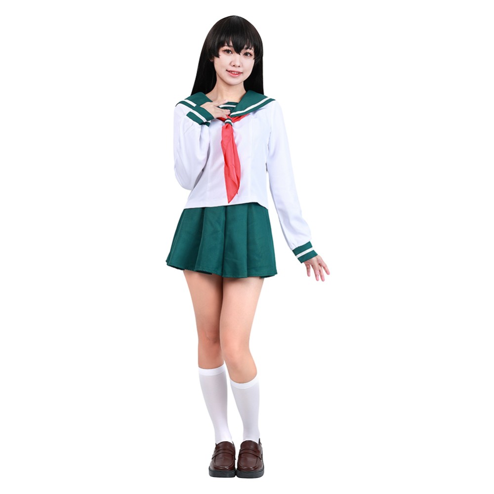 Kagome Higurashi Women Girls Uniform Skirt Cosplay Costume Halloween Carnival Outfit