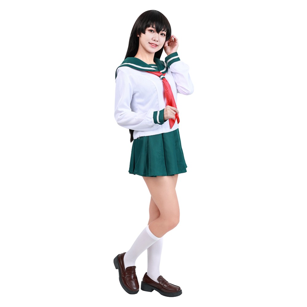 Kagome Higurashi Women Girls Uniform Skirt Cosplay Costume Halloween Carnival Outfit