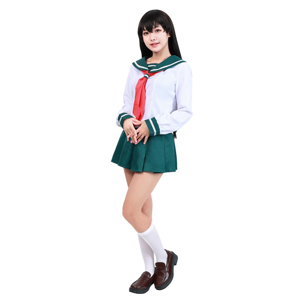 Kagome Higurashi Women Girls Uniform Skirt Cosplay Costume Halloween Carnival Outfit