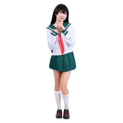 Kagome Higurashi Women Girls Uniform Skirt Cosplay Costume Halloween Carnival Outfit