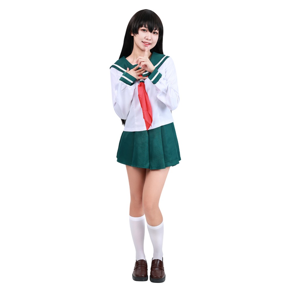 Kagome Higurashi Women Girls Uniform Skirt Cosplay Costume Halloween Carnival Outfit