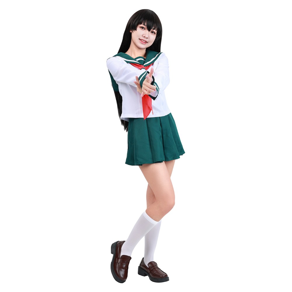 Kagome Higurashi Women Girls Uniform Skirt Cosplay Costume Halloween Carnival Outfit