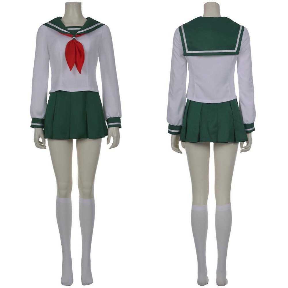 Kagome Higurashi Women Girls Uniform Skirt Cosplay Costume Halloween Carnival Outfit