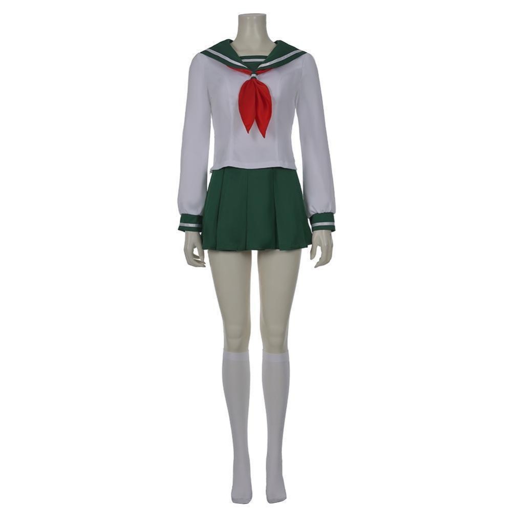Kagome Higurashi Women Girls Uniform Skirt Cosplay Costume Halloween Carnival Outfit