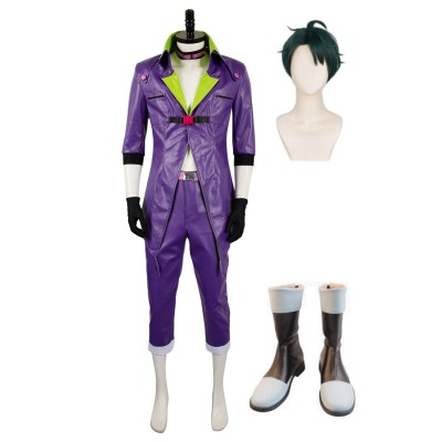 Joker Purple Leather Uniform Suit Cosplay Costume Halloween Carnival Outfit