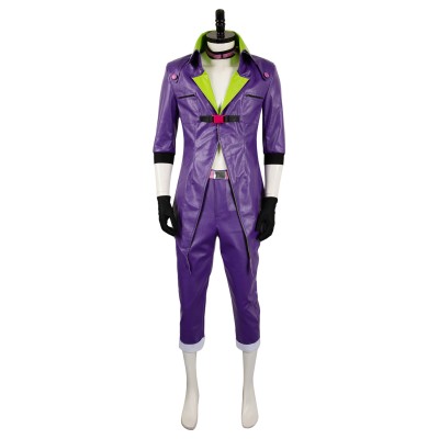 Joker Purple Leather Uniform Suit Cosplay Costume Halloween Carnival Outfit