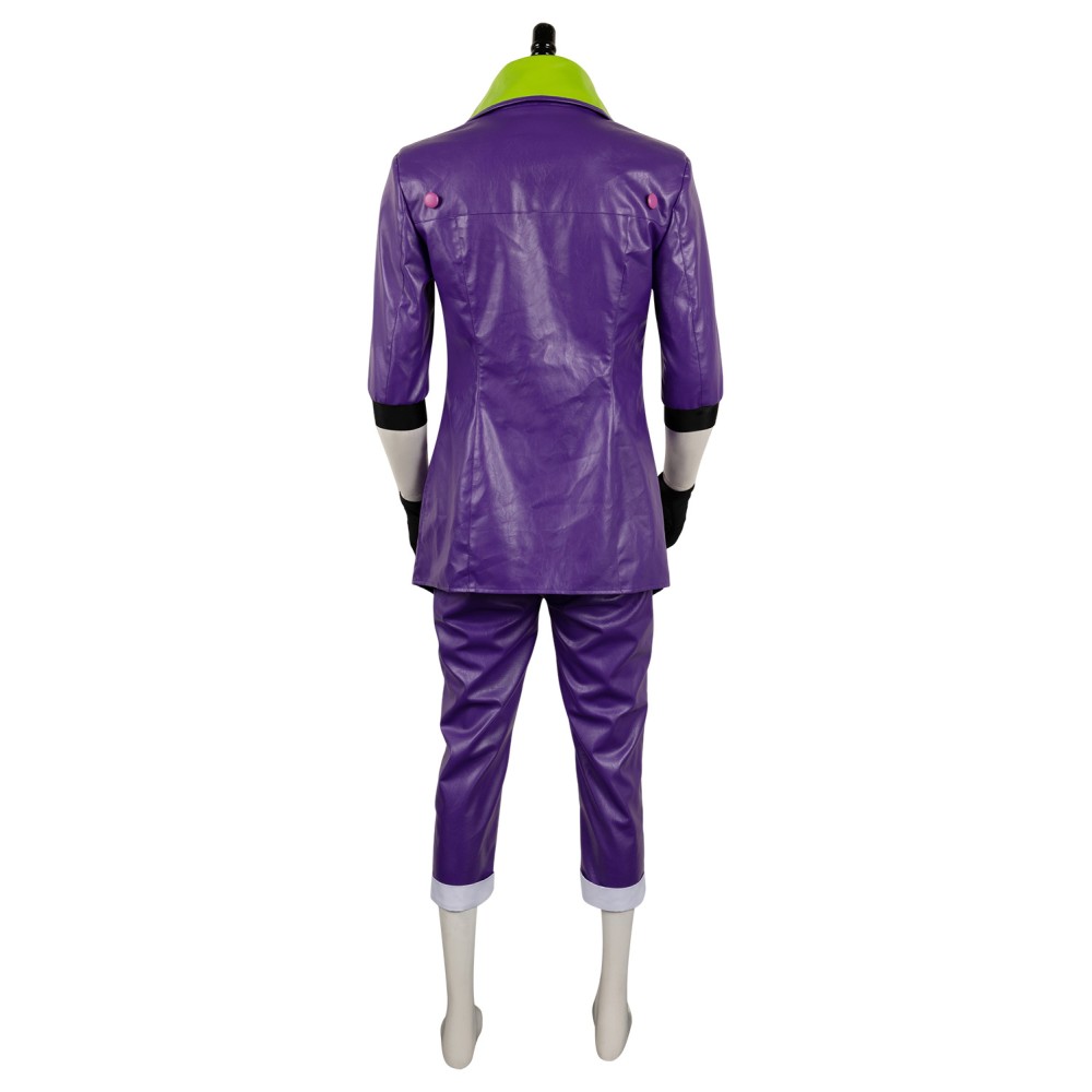 Joker Purple Leather Uniform Suit Cosplay Costume Halloween Carnival Outfit