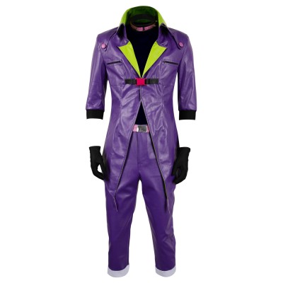 Joker Purple Leather Uniform Suit Cosplay Costume Halloween Carnival Outfit