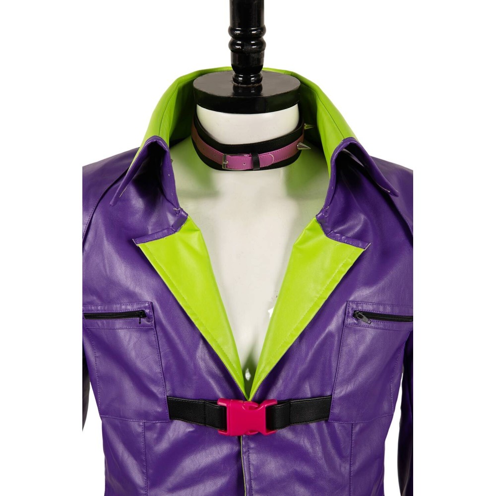 Joker Purple Leather Uniform Suit Cosplay Costume Halloween Carnival Outfit