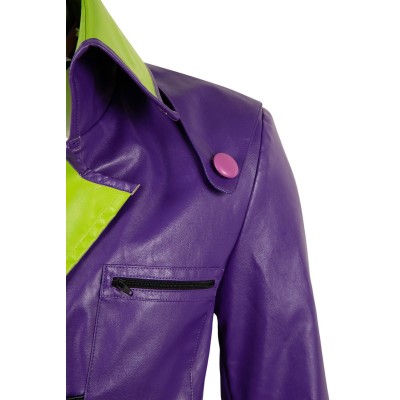 Joker Purple Leather Uniform Suit Cosplay Costume Halloween Carnival Outfit