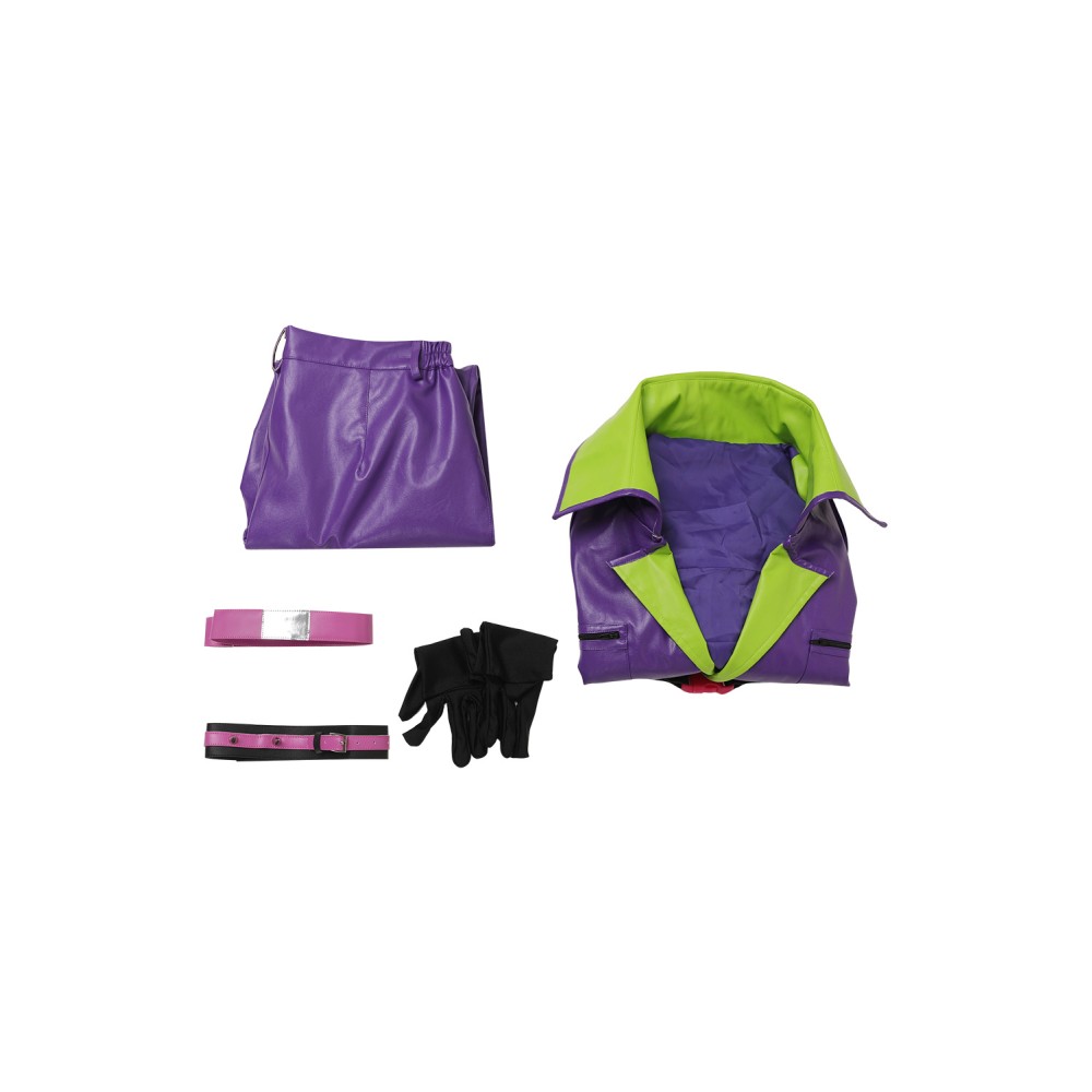 Joker Purple Leather Uniform Suit Cosplay Costume Halloween Carnival Outfit