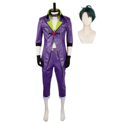 Joker Purple Leather Uniform Suit Cosplay Costume Halloween Carnival Outfit