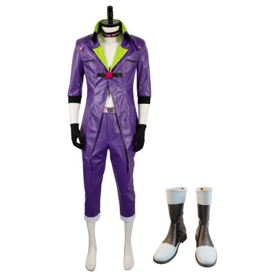 Joker Purple Leather Uniform Suit Cosplay Costume Halloween Carnival Outfit
