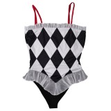 Joker: Folie à Deux Harley Quinn Plaid Swimsuit Suit Cosplay Costume Halloween Carnival Outfit