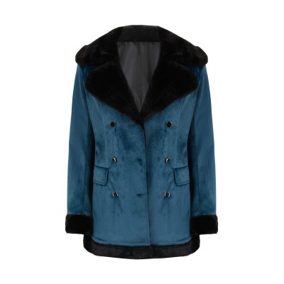 Joker: Folie à Deux (2024) Harley Quinn Women Blue Velvet Coat Suit Cosplay Costume Halloween Carnival Outfit