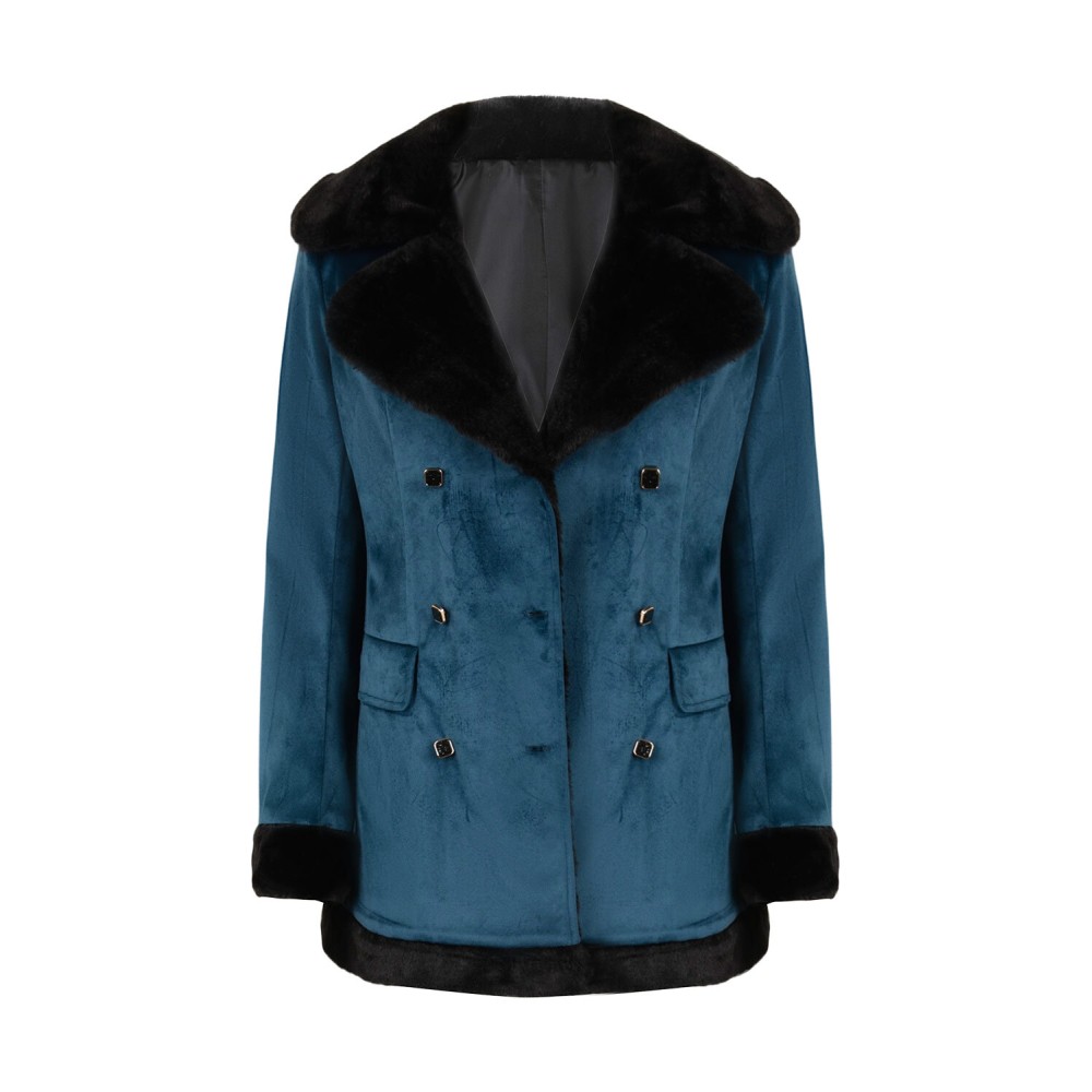 Joker: Folie à Deux (2024) Harley Quinn Women Blue Velvet Coat Suit Cosplay Costume Halloween Carnival Outfit