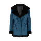 Joker: Folie à Deux (2024) Harley Quinn Women Blue Velvet Coat Suit Cosplay Costume Halloween Carnival Outfit
