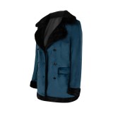Joker: Folie à Deux (2024) Harley Quinn Women Blue Velvet Coat Suit Cosplay Costume Halloween Carnival Outfit