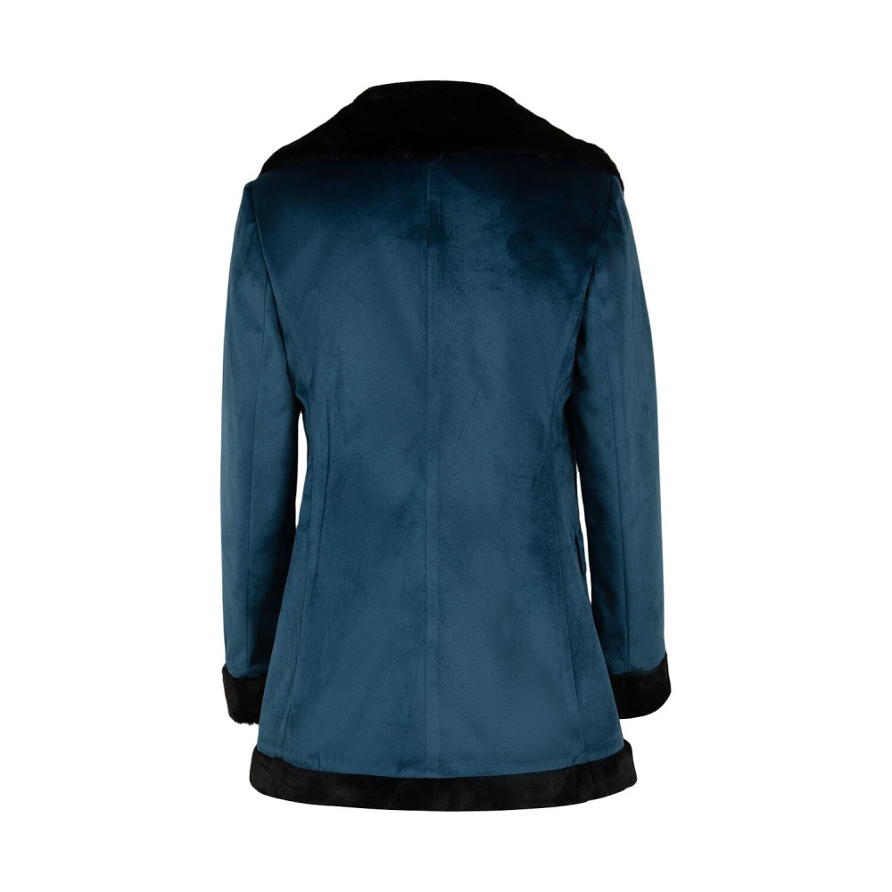 Joker: Folie à Deux (2024) Harley Quinn Women Blue Velvet Coat Suit Cosplay Costume Halloween Carnival Outfit