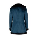 Joker: Folie à Deux (2024) Harley Quinn Women Blue Velvet Coat Suit Cosplay Costume Halloween Carnival Outfit