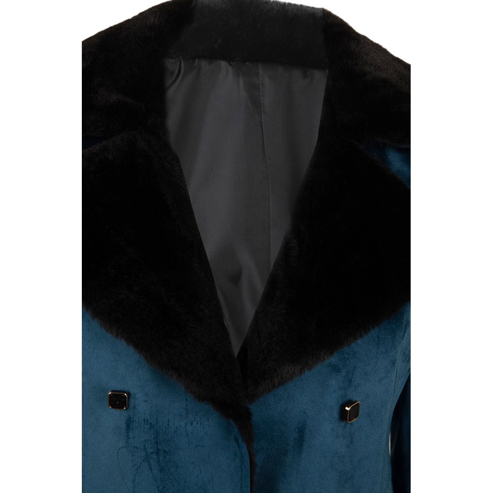 Joker: Folie à Deux (2024) Harley Quinn Women Blue Velvet Coat Suit Cosplay Costume Halloween Carnival Outfit