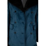 Joker: Folie à Deux (2024) Harley Quinn Women Blue Velvet Coat Suit Cosplay Costume Halloween Carnival Outfit