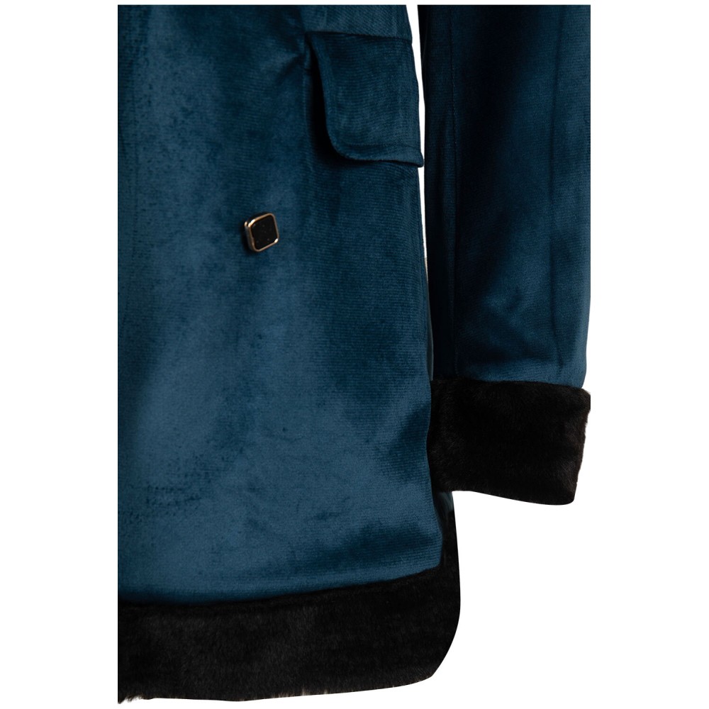 Joker: Folie à Deux (2024) Harley Quinn Women Blue Velvet Coat Suit Cosplay Costume Halloween Carnival Outfit