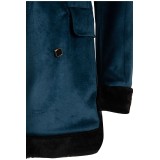 Joker: Folie à Deux (2024) Harley Quinn Women Blue Velvet Coat Suit Cosplay Costume Halloween Carnival Outfit