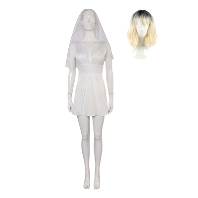 Joker: Folie à Deux (2024) Harley Quinn Wedding Dress With Veil Suit Cosplay Costume Halloween Carnival Outfit