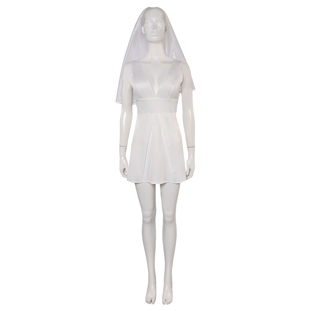 Joker: Folie à Deux (2024) Harley Quinn Wedding Dress With Veil Suit Cosplay Costume Halloween Carnival Outfit