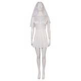 Joker: Folie à Deux (2024) Harley Quinn Wedding Dress With Veil Suit Cosplay Costume Halloween Carnival Outfit
