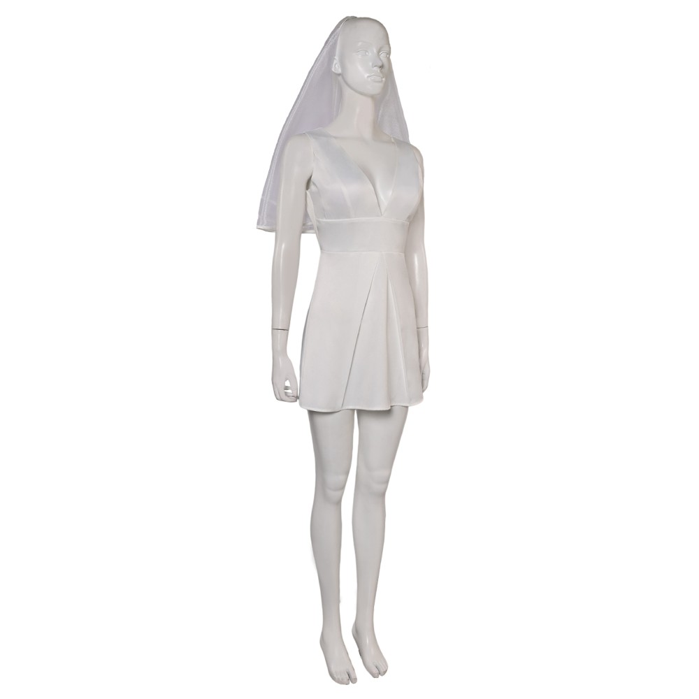Joker: Folie à Deux (2024) Harley Quinn Wedding Dress With Veil Suit Cosplay Costume Halloween Carnival Outfit