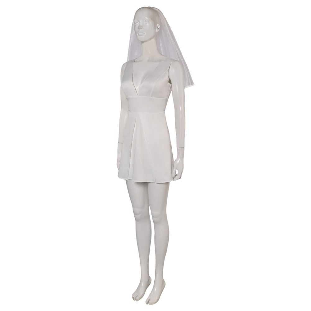 Joker: Folie à Deux (2024) Harley Quinn Wedding Dress With Veil Suit Cosplay Costume Halloween Carnival Outfit