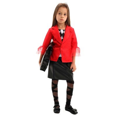 Joker: Folie à Deux (2024) Harley Quinn Kids Girls Red Suit Cosplay Costume Halloween Carnival Outfit