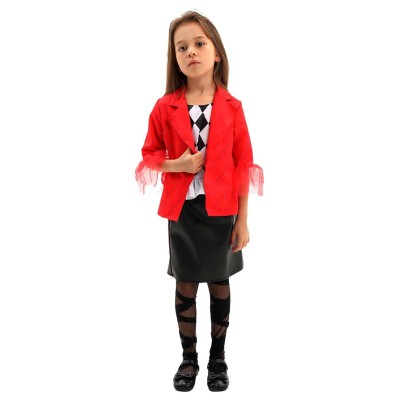 Joker: Folie à Deux (2024) Harley Quinn Kids Girls Red Suit Cosplay Costume Halloween Carnival Outfit