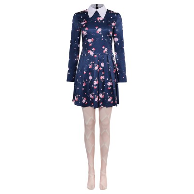 Joker: Folie à Deux (2024) Harley Quinn Floral Printed Dress Suit Cosplay Costume Halloween Carnival Outfit