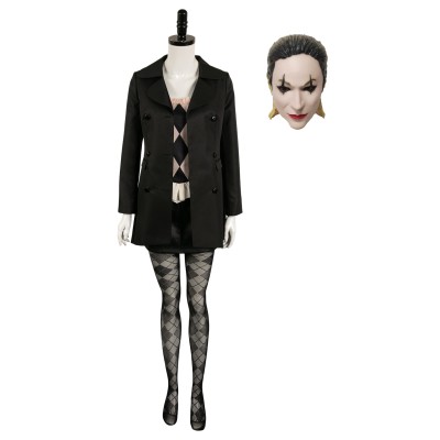 Joker: Folie à Deux (2024) Harley Quinn Black Uniform Suit Cosplay Costume Halloween Carnival Outfit