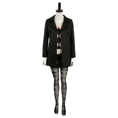 Joker: Folie à Deux (2024) Harley Quinn Black Uniform Suit Cosplay Costume Halloween Carnival Outfit