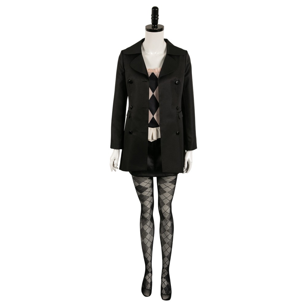 Joker: Folie à Deux (2024) Harley Quinn Black Uniform Suit Cosplay Costume Halloween Carnival Outfit