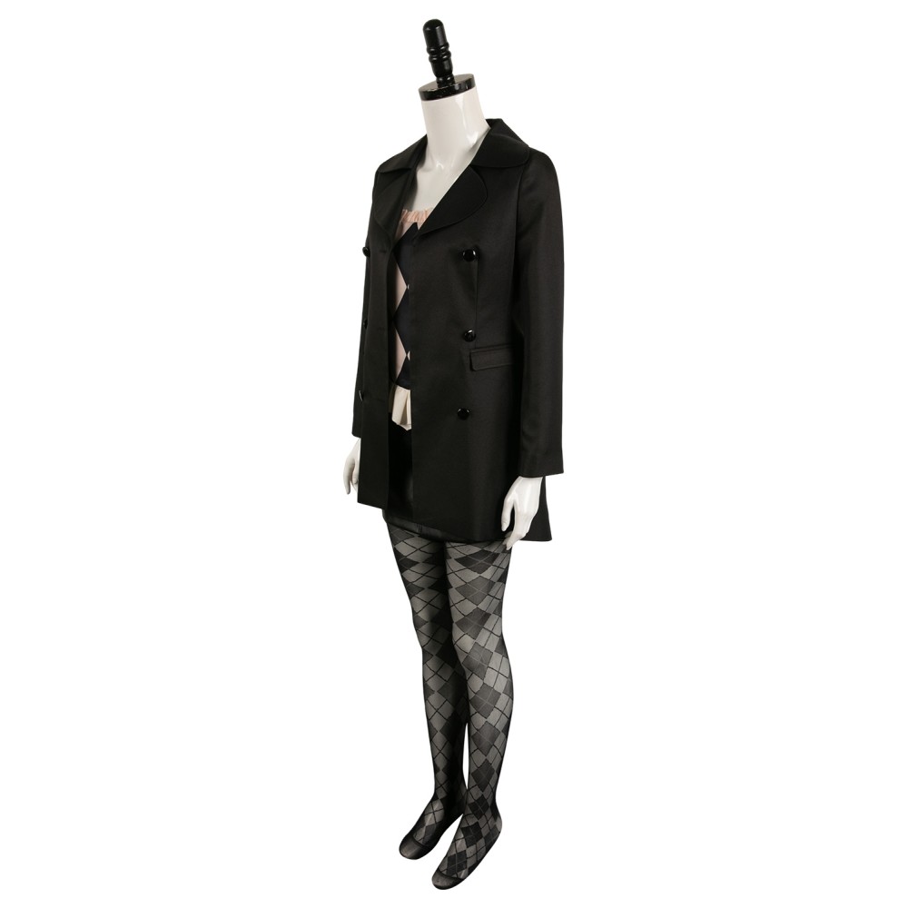 Joker: Folie à Deux (2024) Harley Quinn Black Uniform Suit Cosplay Costume Halloween Carnival Outfit