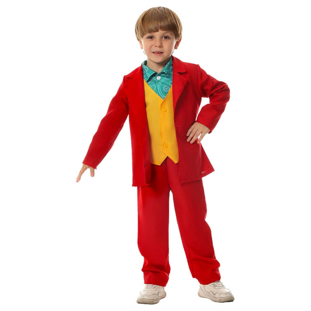 Joker: Folie à Deux (2024) Arthur Fleck Kids Joker2 Read Coat Suit Cosplay Costume Halloween Carnival Outfit