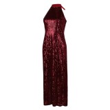 John Wick Eve Macarro The Ballerina Claret Sleeveless Gown Party Cosplay Costume Halloween Carnival