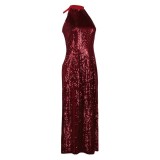 John Wick Eve Macarro The Ballerina Claret Sleeveless Gown Party Cosplay Costume Halloween Carnival