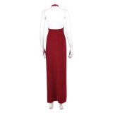 John Wick (2025) Eve Macarro Red Gown Party Cosplay Costume Halloween Carnival