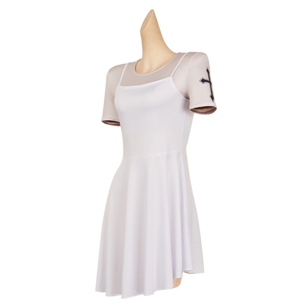 John Wick (2025) Eve Macarro Women White Printed Dress Party Cosplay Costume Halloween Carnival