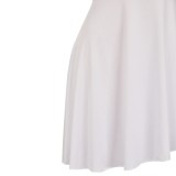 John Wick (2025) Eve Macarro Women White Printed Dress Party Cosplay Costume Halloween Carnival