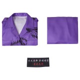 Japanese Bosozoku Kimono Purple Coat Pants Suit Cosplay Costume Halloween Carnival Outfit